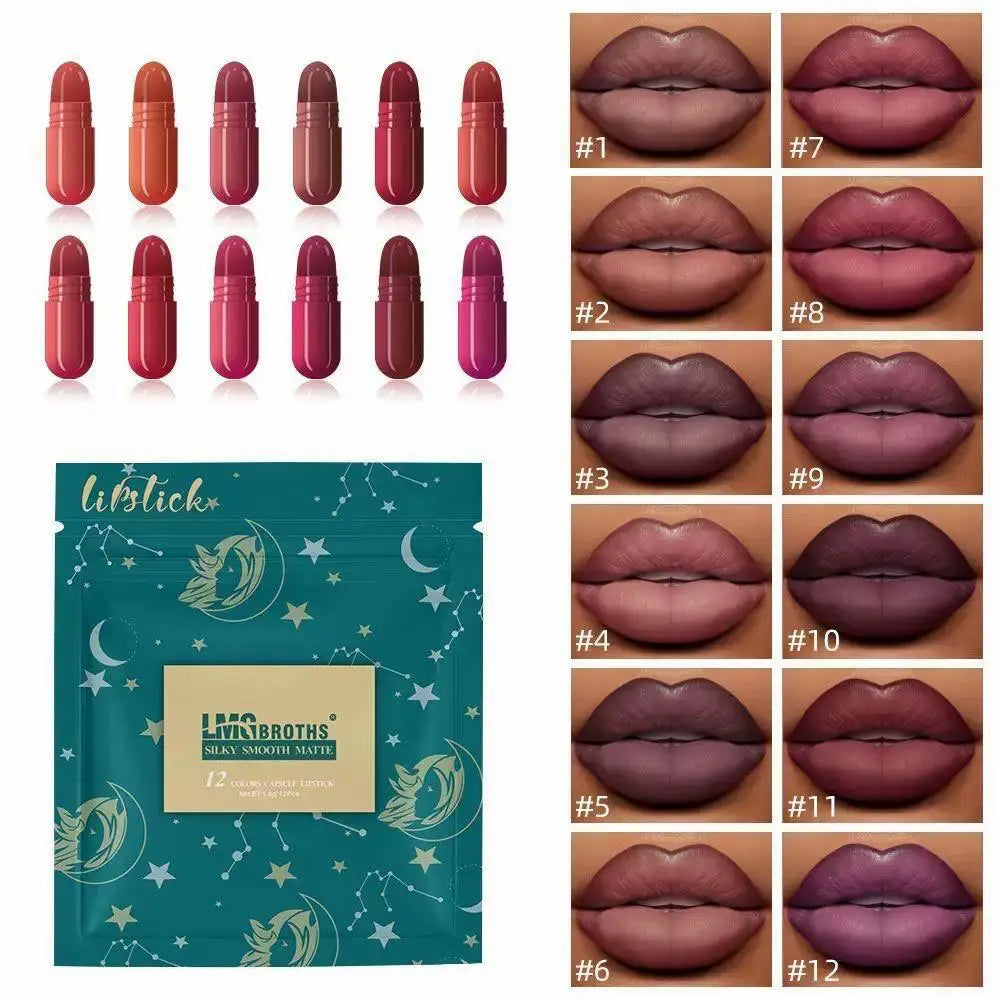 LMG Brother Mini Capsule Lipstick - 12 Pcs Pack