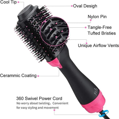 One step hot air brush with 360 degree swivel cord