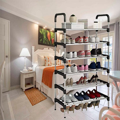 6 Layer shoe rack Tier Colored stainless steel Stackable shoe rack organizer