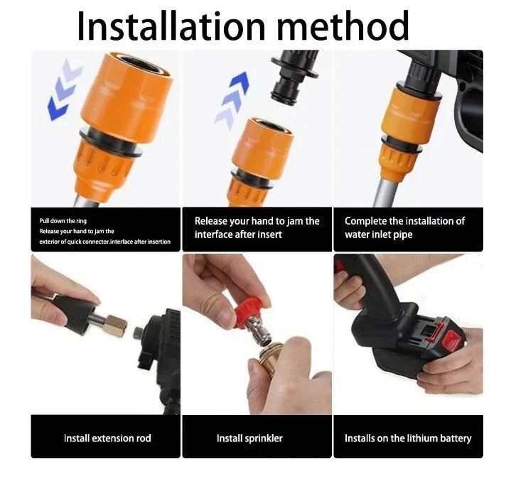 Rechargeable Lithium Electric Water Gun, Car Wash Water Gun, Power Car Washer, Portable Car Washer, 48HV, English Instruction Manual Included