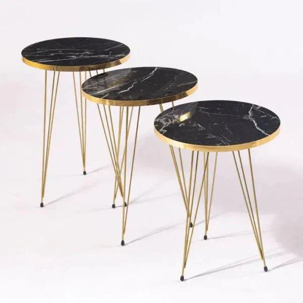 Round White/Black Side Table / Coffee Table