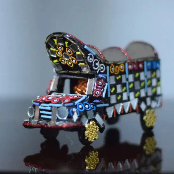 Miniature Mirrored Truck, Traditional Truck Home Decor, Glass Decorated Truck.